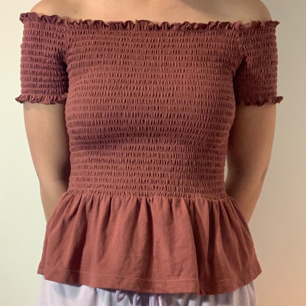 American Eagle Off the Shoulder Peplum Top